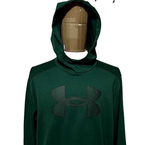 Under Armour Hoodie Mens XL Green Fleece Big Logo Pullover Sweatshirt Outdoors - Picture 1 of 11